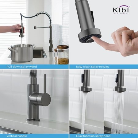 Kibi Aurora Single Handle Pull Down Kitchen Sink Faucet KKF2003TT